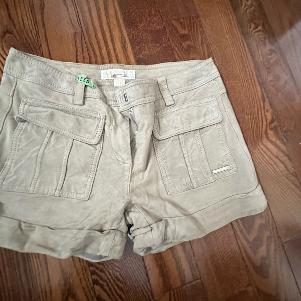 MICHAEL Michael Kors Women's Cargo Shorts in Tan suede